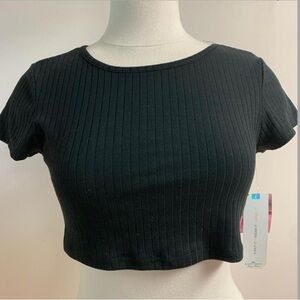 NWT black waffle knit crop top